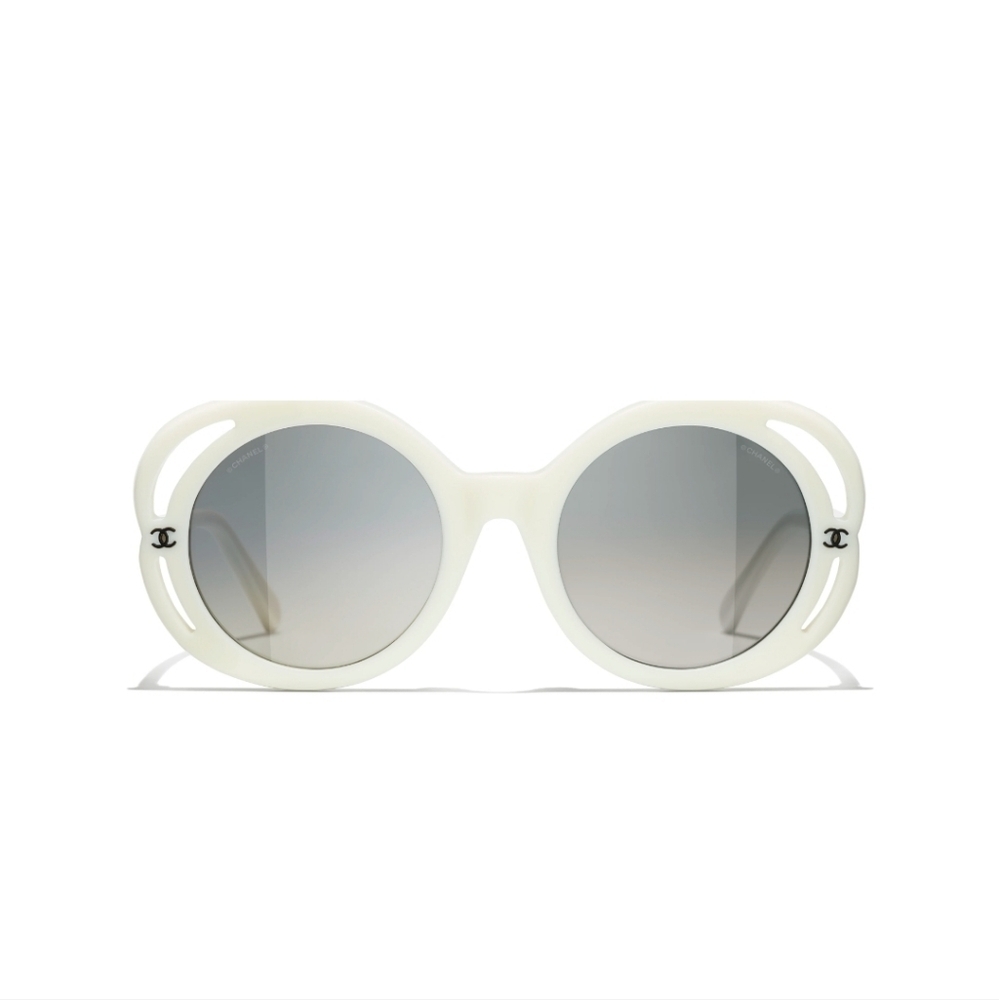 Chanel white round sunglasses Chanel logo 71582A s1255 3N - Picture 9 of 16